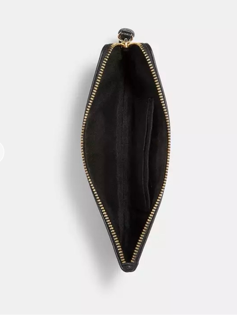 Coach Black Pebbled Leather Zip Wristlet with Gold Logo - Picture 3 of 6